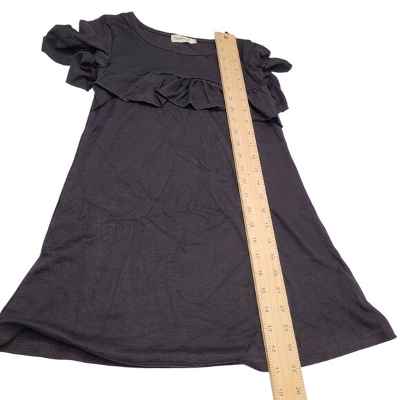 BesserBay Girl Casual Crew Neck Ruffle Short Sleeve A Line Cotton Black Dress XS - Picture 8 of 8